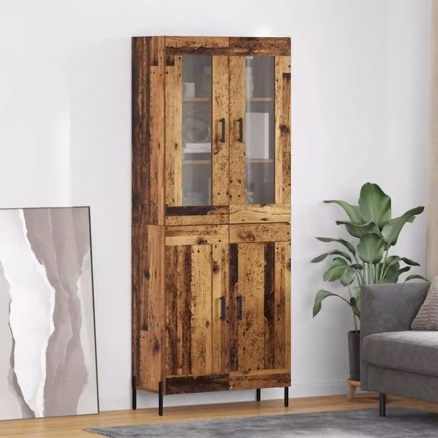 Credenza-Buffet-Armadio da cucina Legno vecchio 69,5 x 34 x 180 cm Legno multistrato 630673
