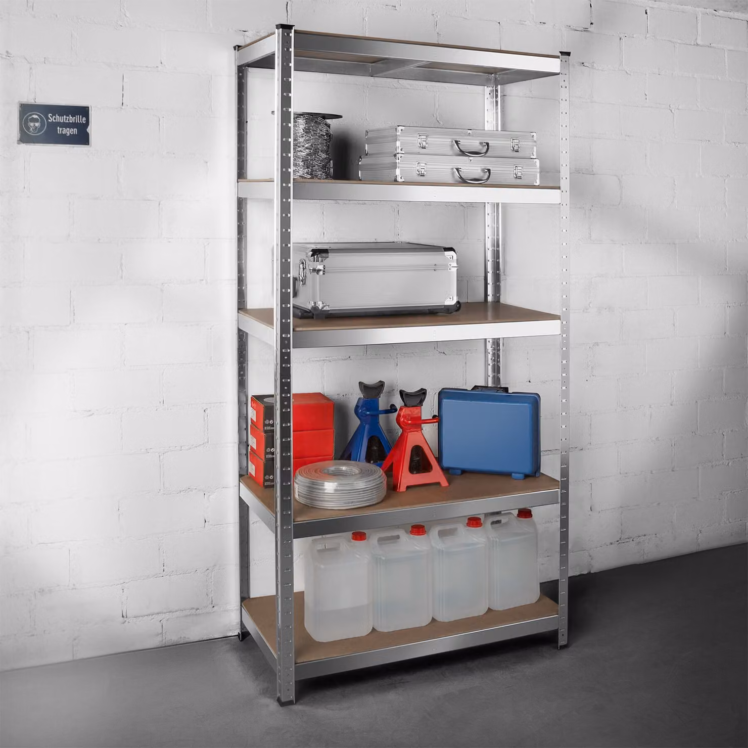 Scaffalatura in acciaio tectake color argento per grandi carichi L: 180 cm, P: 90 cm, H: 45 cm – 3