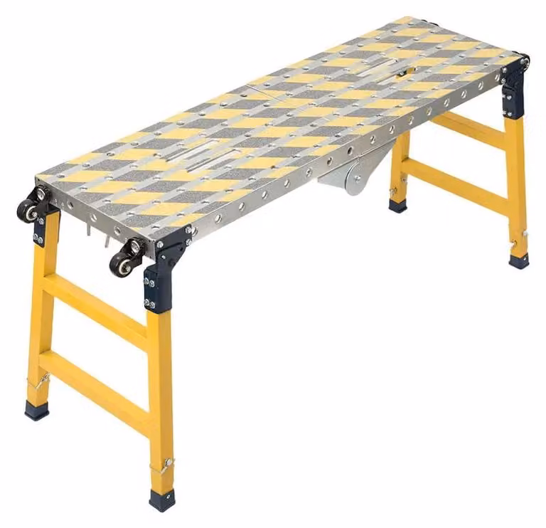 Piattaforma di lavoro pieghevole - Scaletta da lavoro - Gradino - Altezza regolabile da 60 a 90 cm - Capacità di carico: 500 kg - Qualità industriale per carichi pesanti - Ideale per edilizia e officina