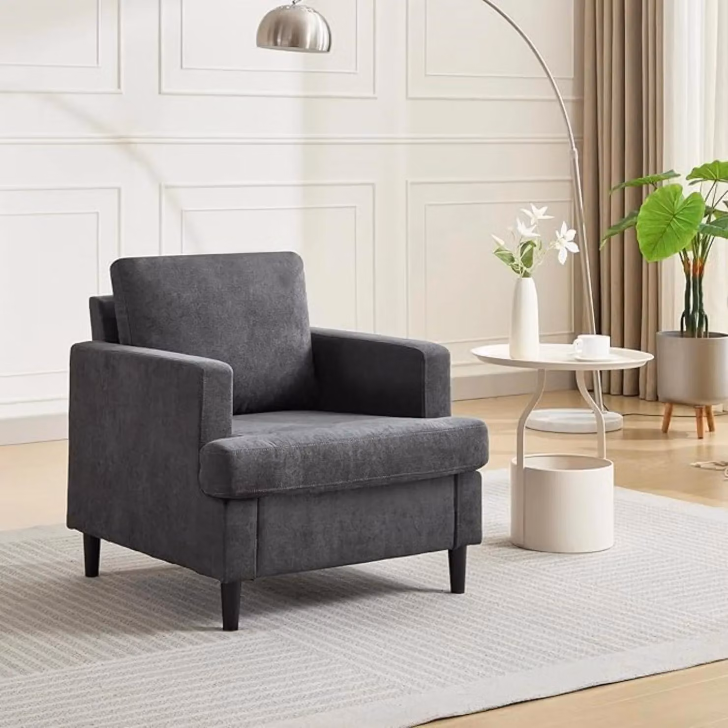 Divano da salotto - Divano ad angolo a L - Struttura in metallo - Stile moderno - Da montare - Larghezza inferiore a 200 cm - Grigio scuro
