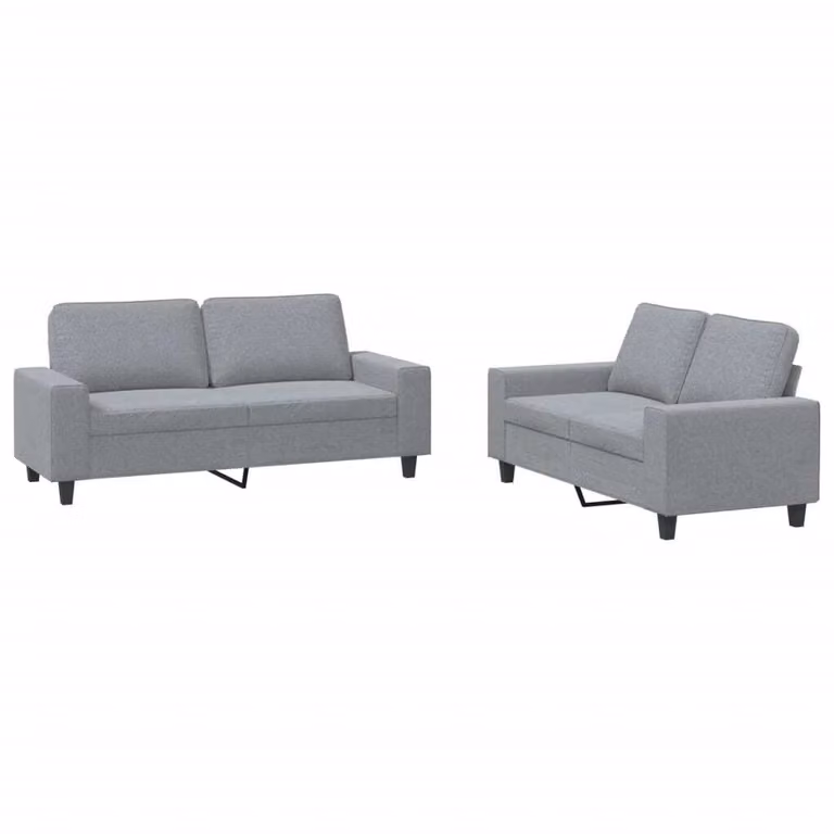 Set di Divani 2 pz Grigio Chiaro in Tessuto