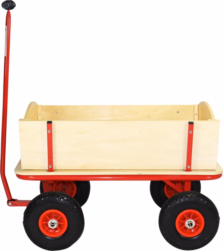 Beachtrekker Style Carrello a mano in legno Carrello a mano Natur con tettuccio parasole