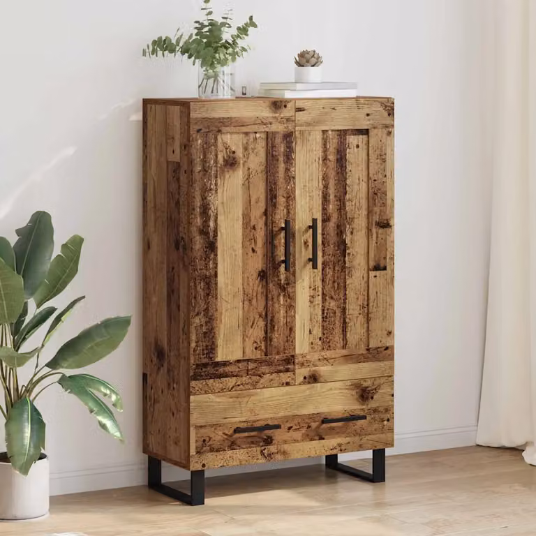 Credenza moderna vidaXL in legno vecchio e metallo, colore marrone, L: 69,5 cm, P: 31 cm, H: 115 cm