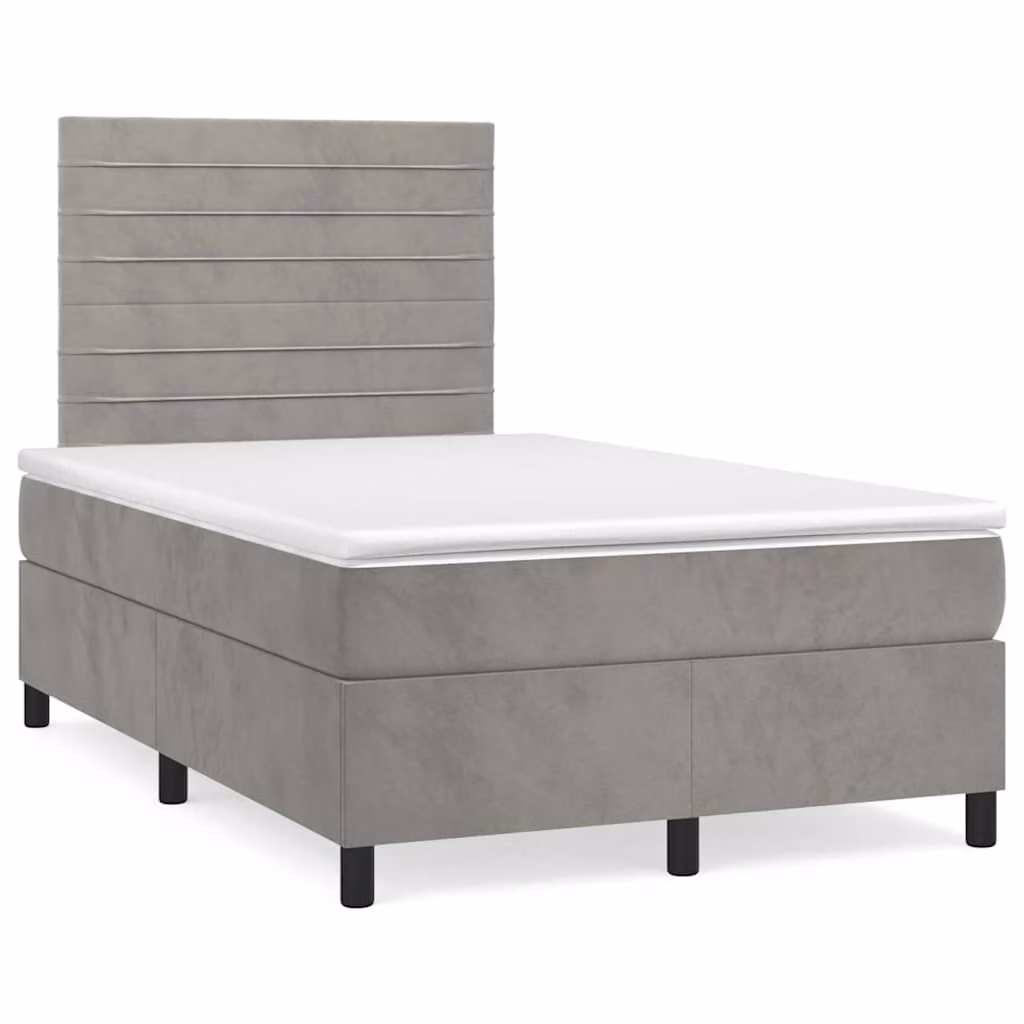 Letto Ibrido vidaXL in Velluto Grigio con Illuminazione LED e Porte USB, L/P: 120 x 200 cm
