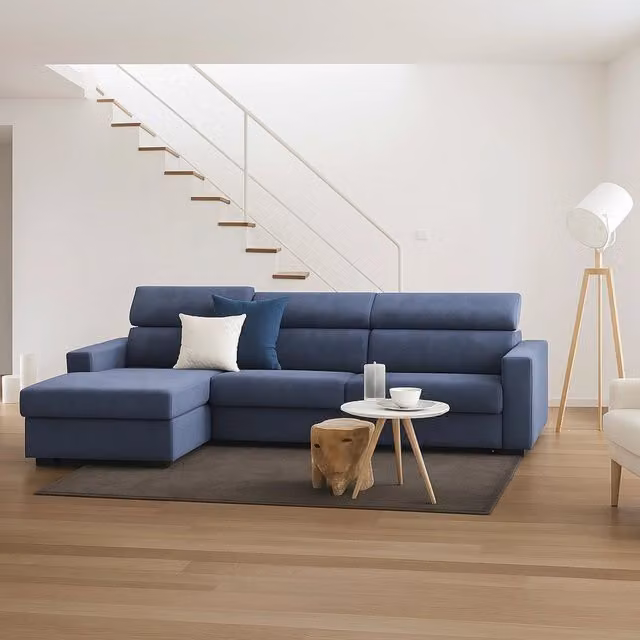Alibabah Divano Letto Moderno con Penisola Blu Made in Italy, L/P: 280 x 95 cm – 1
