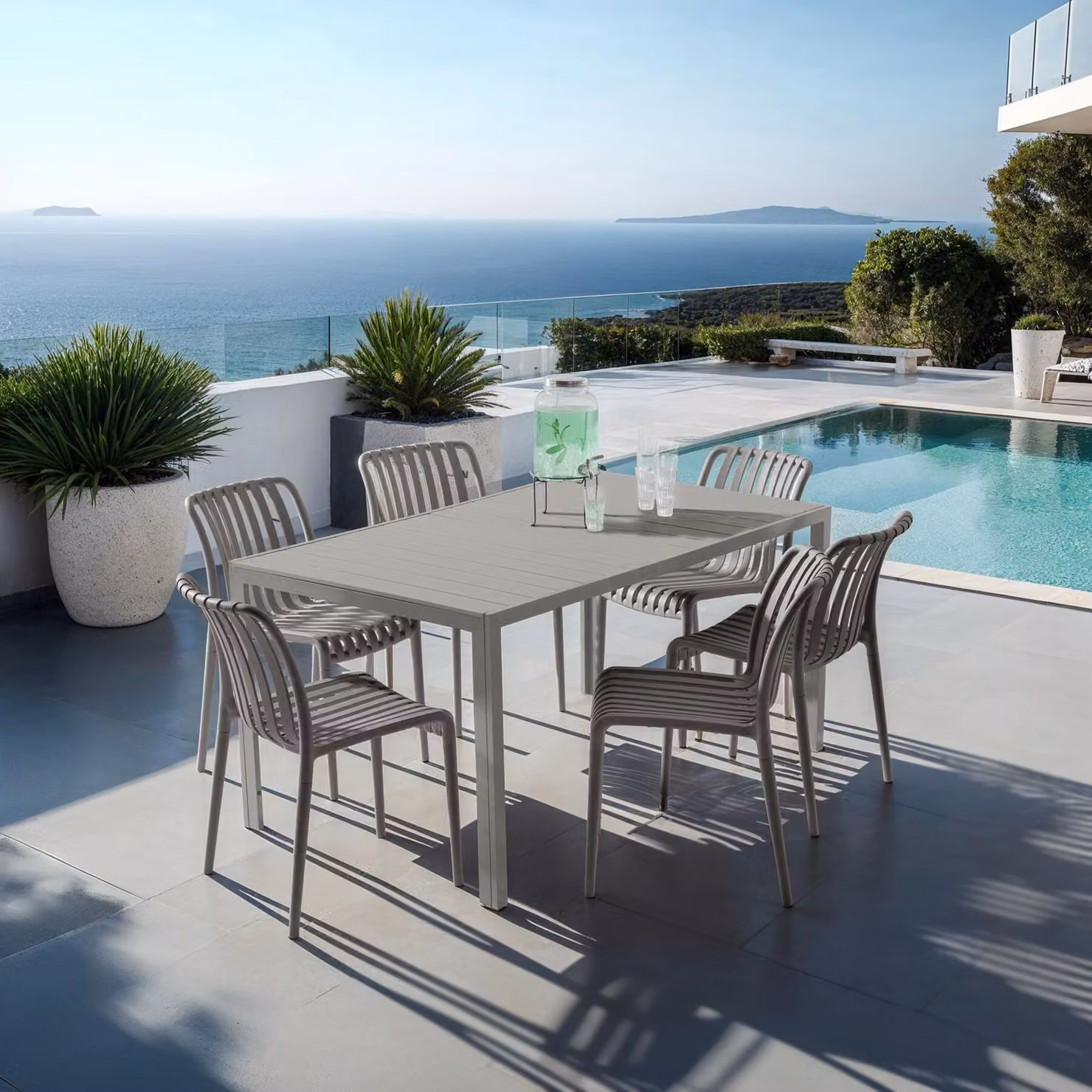 Set di 2 sedie da giardino moderne TecTake GmbH, impilabili e resistenti alle intemperie, colore antracite opaco – 2