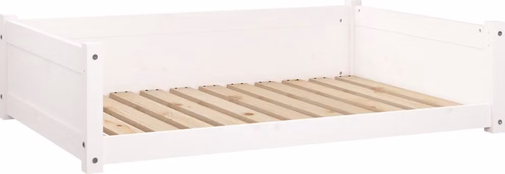Cuccia per Cani Bianca 105,5x75,5x28 cm Legno Massello di Pino