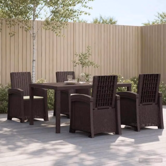 Set da Pranzo per Giardino 5 pz Marrone e Crema PP 3430123