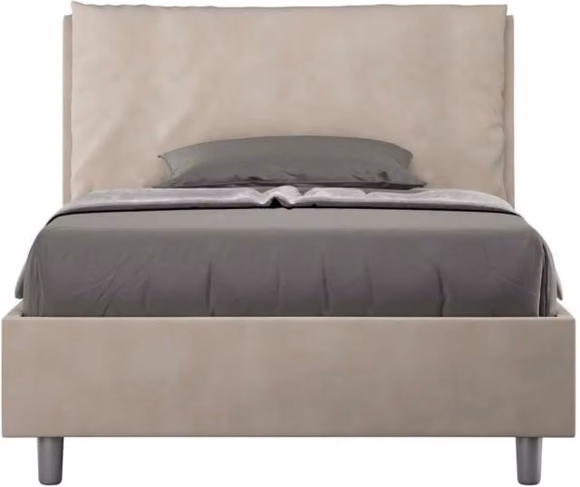 Letto una piazza e mezza senza rete imbottito 130x200 microfibra sabbia Antea Large