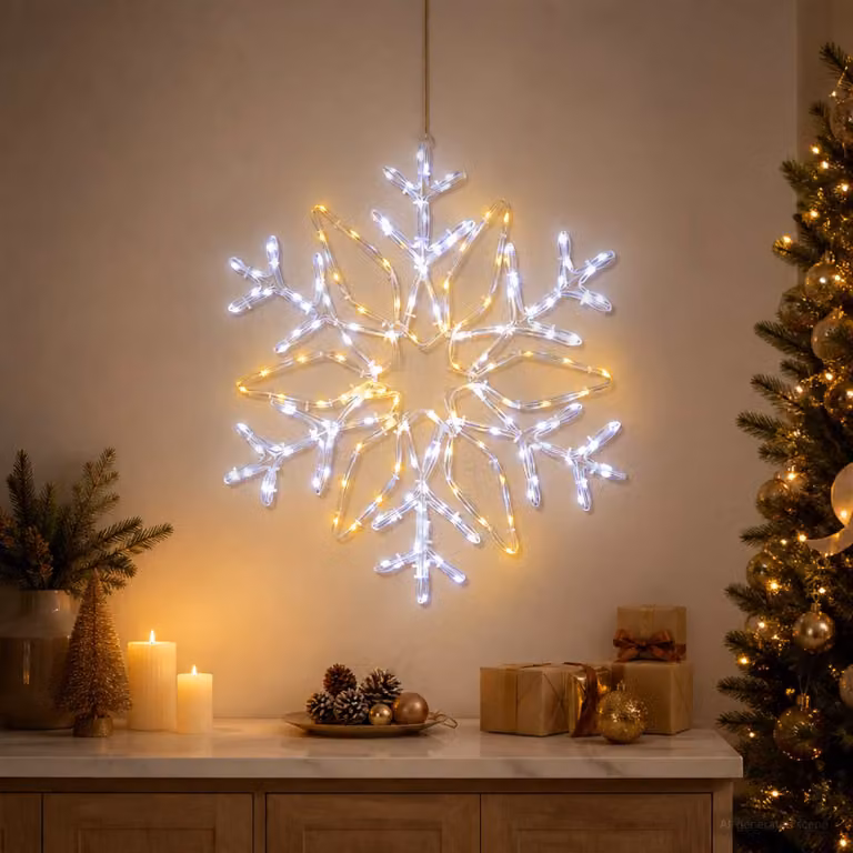 vidaXL Luci di Natale a fiocco di neve LOVIISA 140 LED Bianco freddo