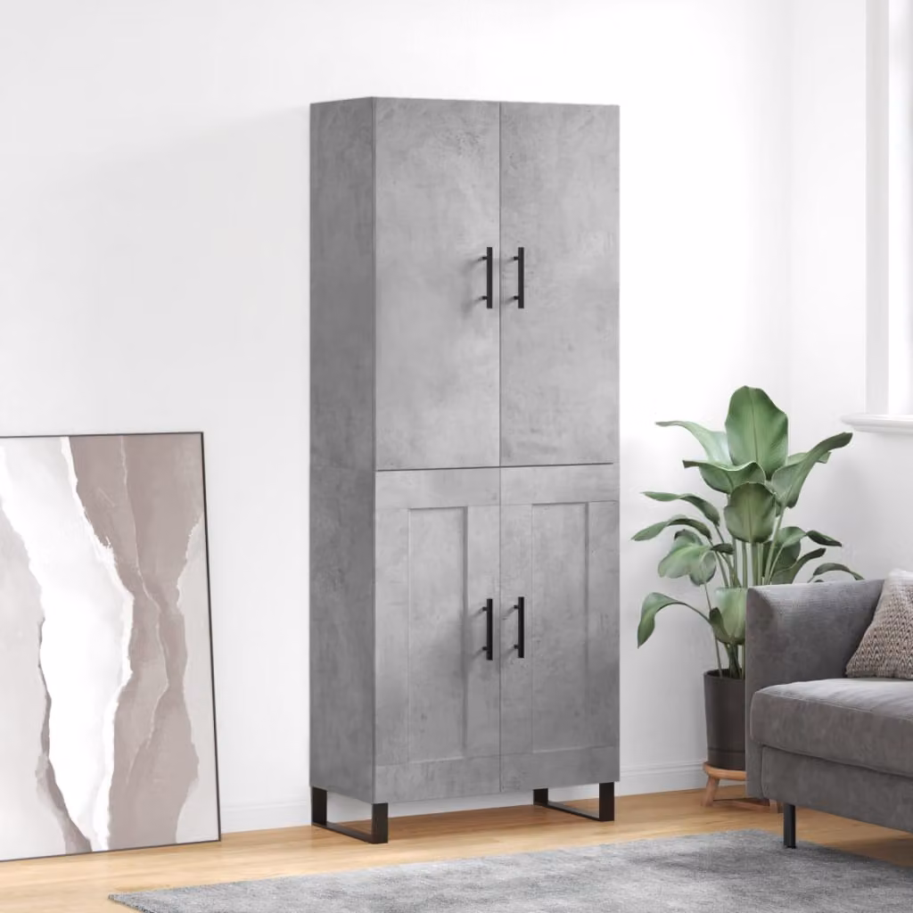 Credenza moderna vidaXL in legno e metallo grigio, L: 69,5 cm, P: 34,0 cm, H: 180,0 cm