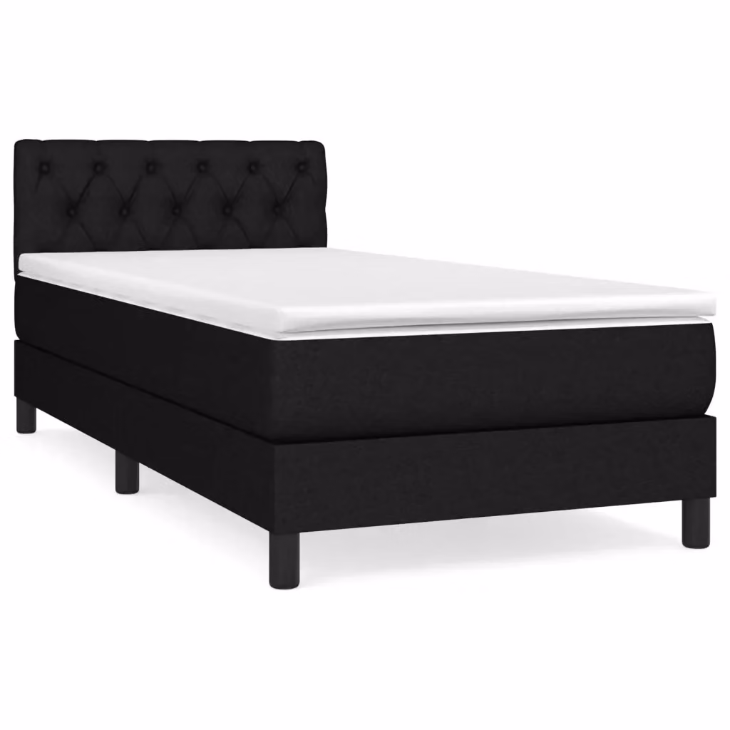 vidaXL Giroletto a Molle Ibrido con Materasso in Tessuto Nero e Bianco L/P/H: 200 x 80 x 30 cm – 2