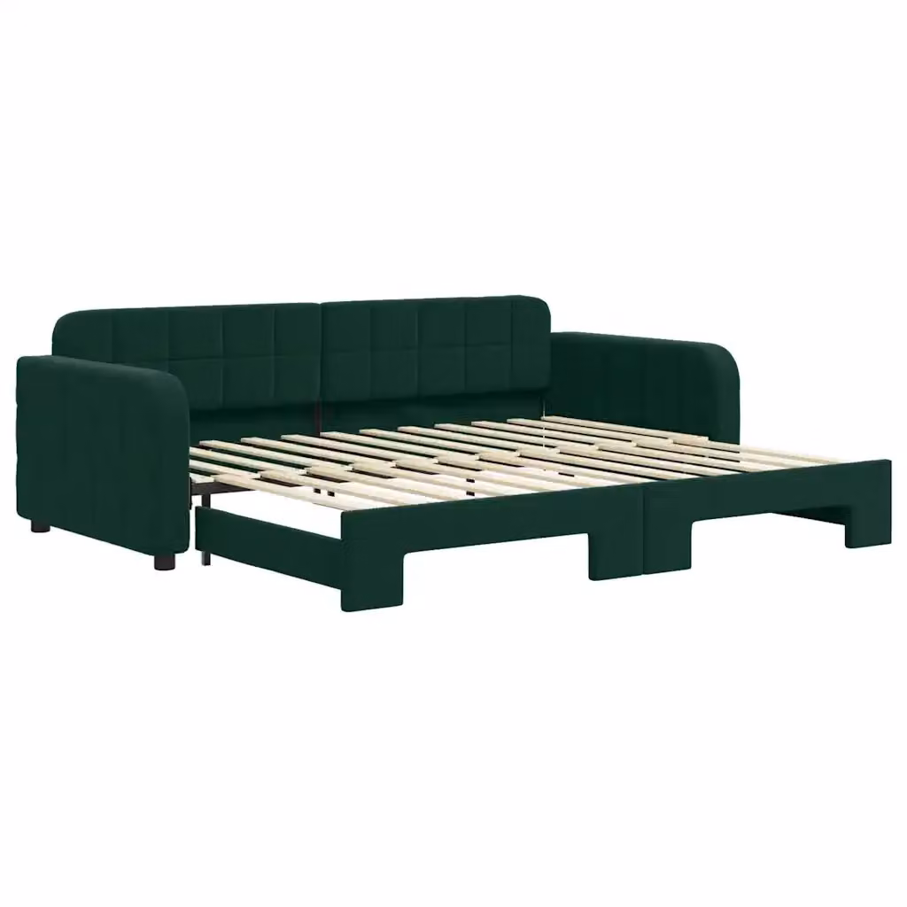 Divano Letto con Letto Estraibile vidaXL in Velluto Verde con Funzione Notte L/P/H: 224 x 71 x 90 cm – 2