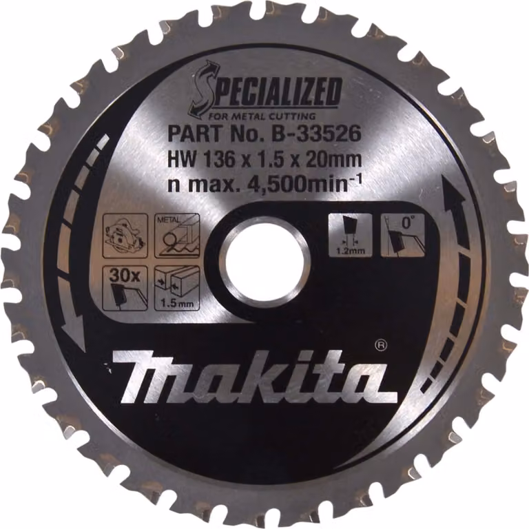 Lama per sega circolare Makita TCT, speciale, TCT TCT - 136 mm x 20 mm - 30 denti - metallo