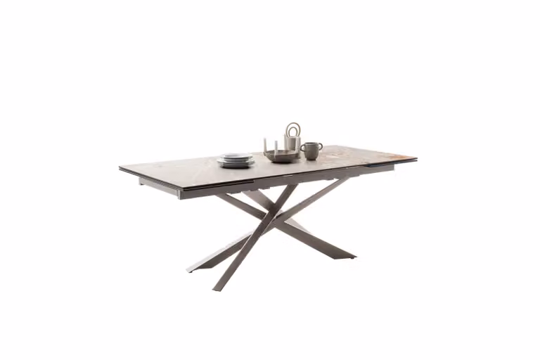 Tavolo da pranzo MCA Tesero Vetroceramica grigio marmorizzato / acciaio inox tavolo allungabile 200(300) x 100 cm