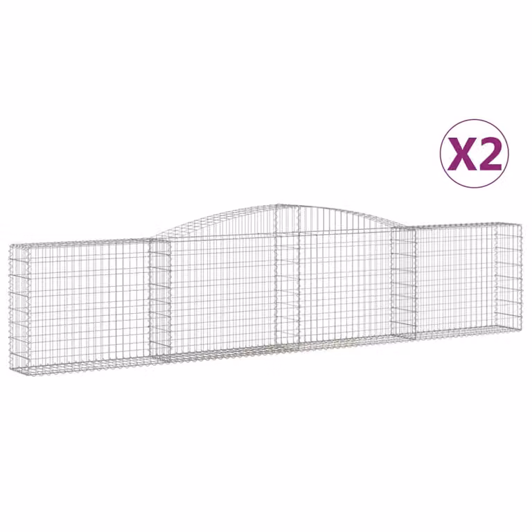 Cesti Gabbioni ad Arco 2 pz 400x30x80/100 cm Ferro Zincato