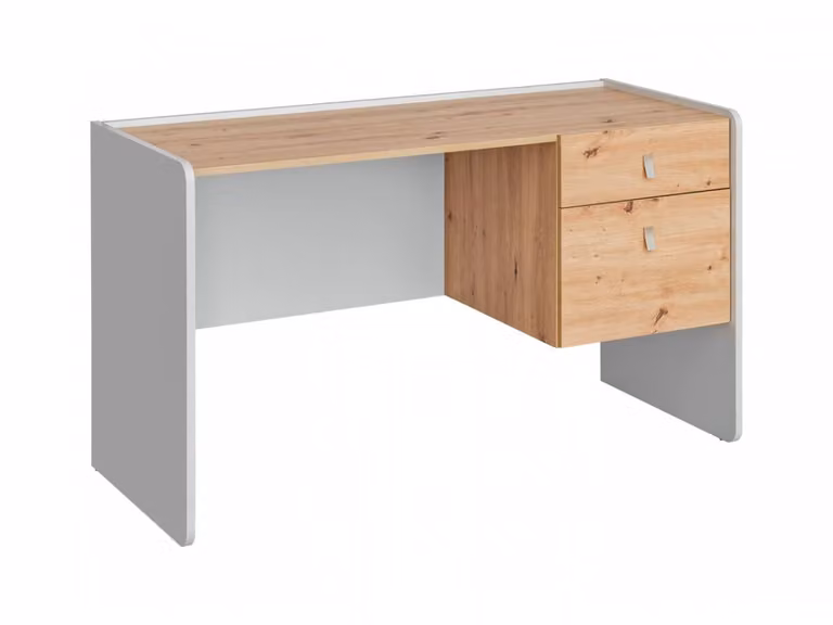 Scrivania RENI - grigio perla / rovere artigianale