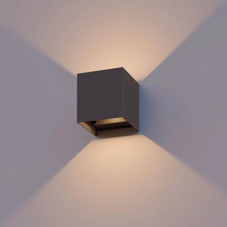 Calex Applique da esterni a LED Cube, Alluminio / Grigio / Zincato, Alluminio, Moderno, Applique LED da esterni