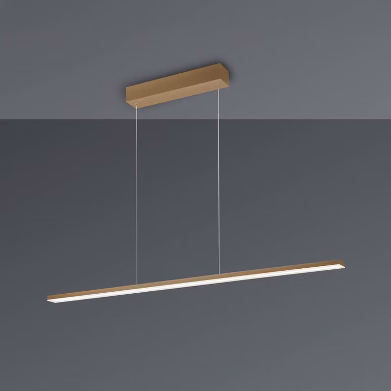 BOPP Lampada LED a sospensione Bopp Baseline 2.0, color sabbia, lunghezza 119 cm dimmerabile, Crema / Ambra, Soggiorno / Sala da pranzo, Alluminio, Moderno