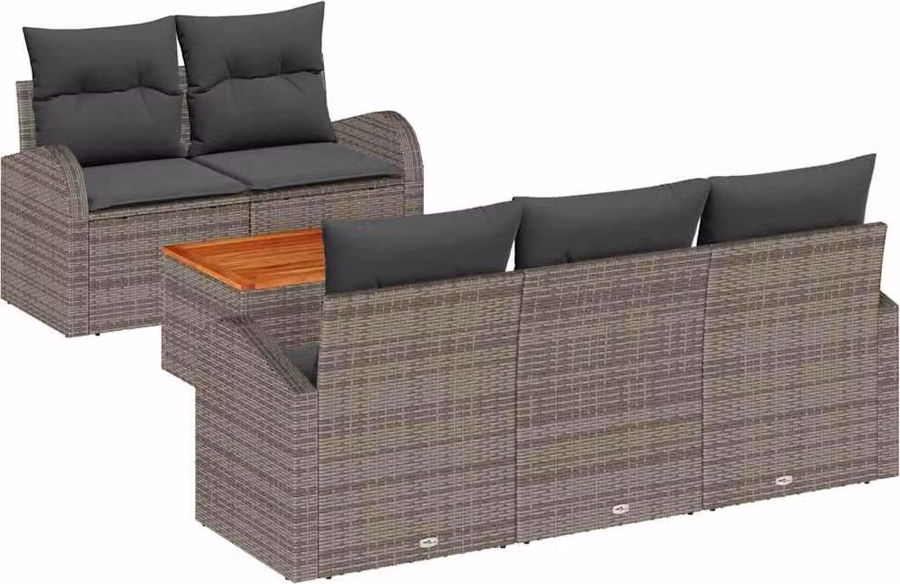 Set Divano da Giardino 6 pcs Grigio polyrattan