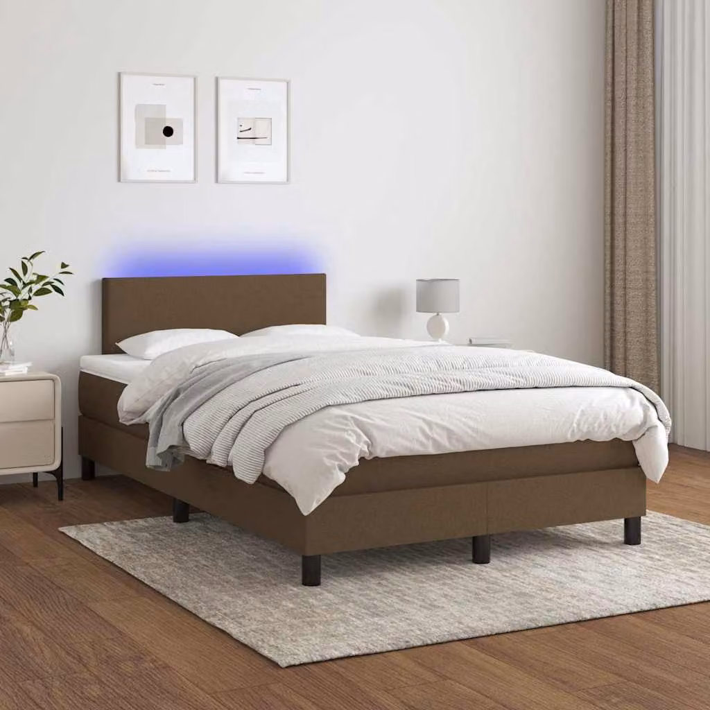 Letto Ibrido con Materasso e Illuminazione LED vidaXL, Marrone Scuro e Bianco, L/P: 120 x 200 cm – 1