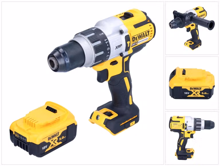 DeWalt DCD 996 N 18 V 95 Nm Trapano avvitatore a percussione a batteria senza spazzole + 1 batteria da 5,0 Ah - senza caricabatterie