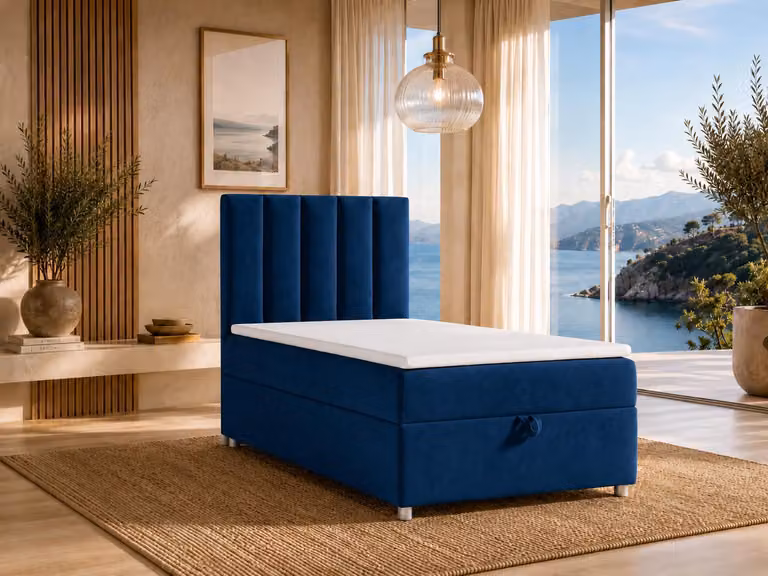 Letto a molle insacchettate con rete Trinity K-10 SINGLE Bonell con topper, con consegna, montaggio e smaltimento Blu (90x200)