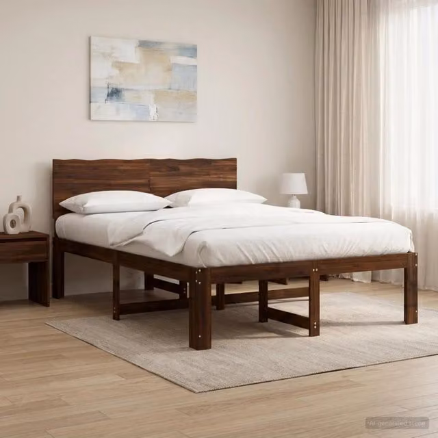 Letto matrimoniale in legno di acacia vidaXL Marrone, L: 160 cm, P: 200 cm, H: 91 cm