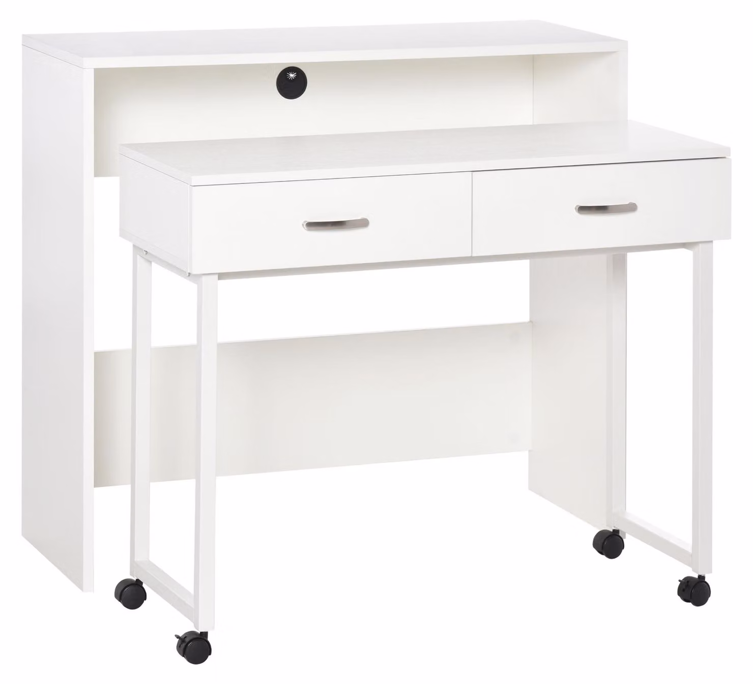 Scrivania con Cassetti e Ruote 100x36x88 cm in Metallo e MDF Bianca