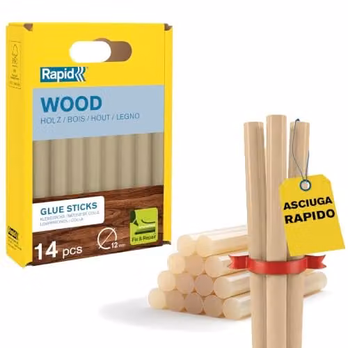 Rapid 14 Stick Colla per Legno Ø12x94, Giallo, Senza Solventi