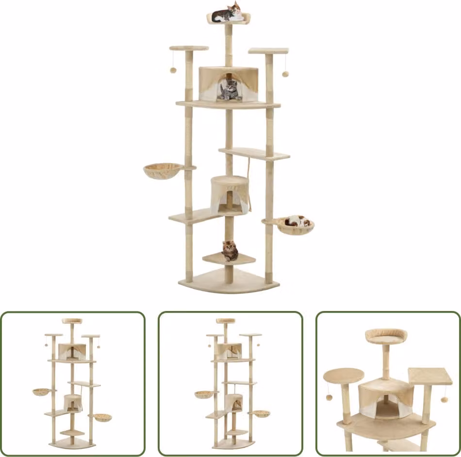 The Living Store Tiragraffi per gatti in sisal 203 cm Beige e bianco