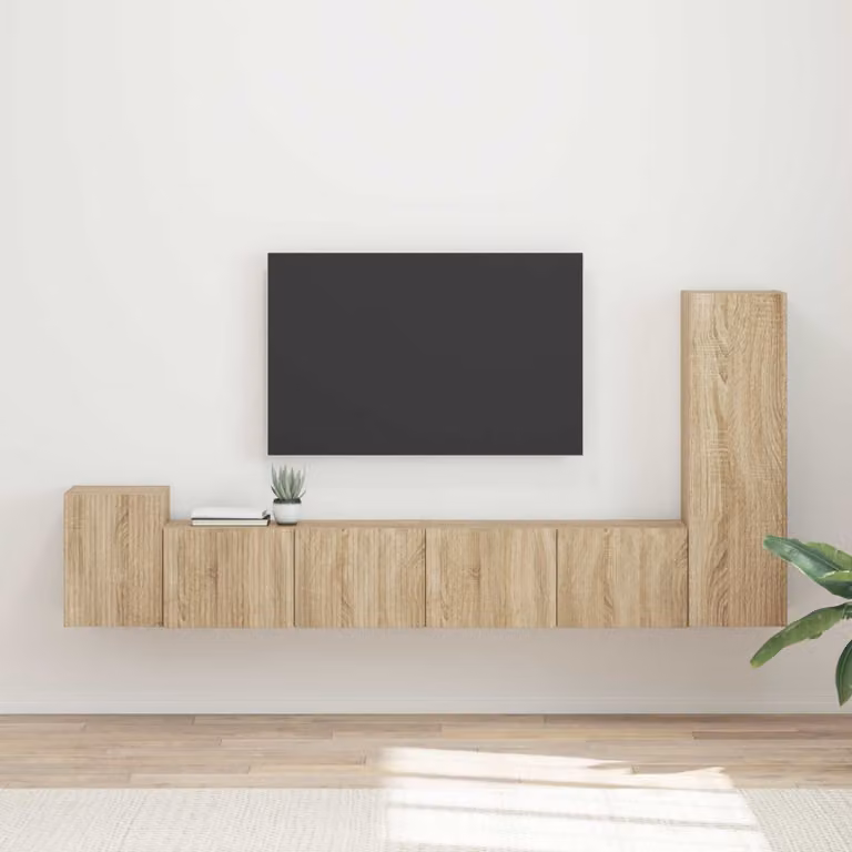 Set mobile TV moderno vidaXL in 3 pezzi color rovere con finitura opaca