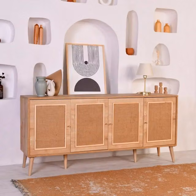 Madia Mascali, Credenza Apertura Battente, 180x41x81h cm Marrone Rovere