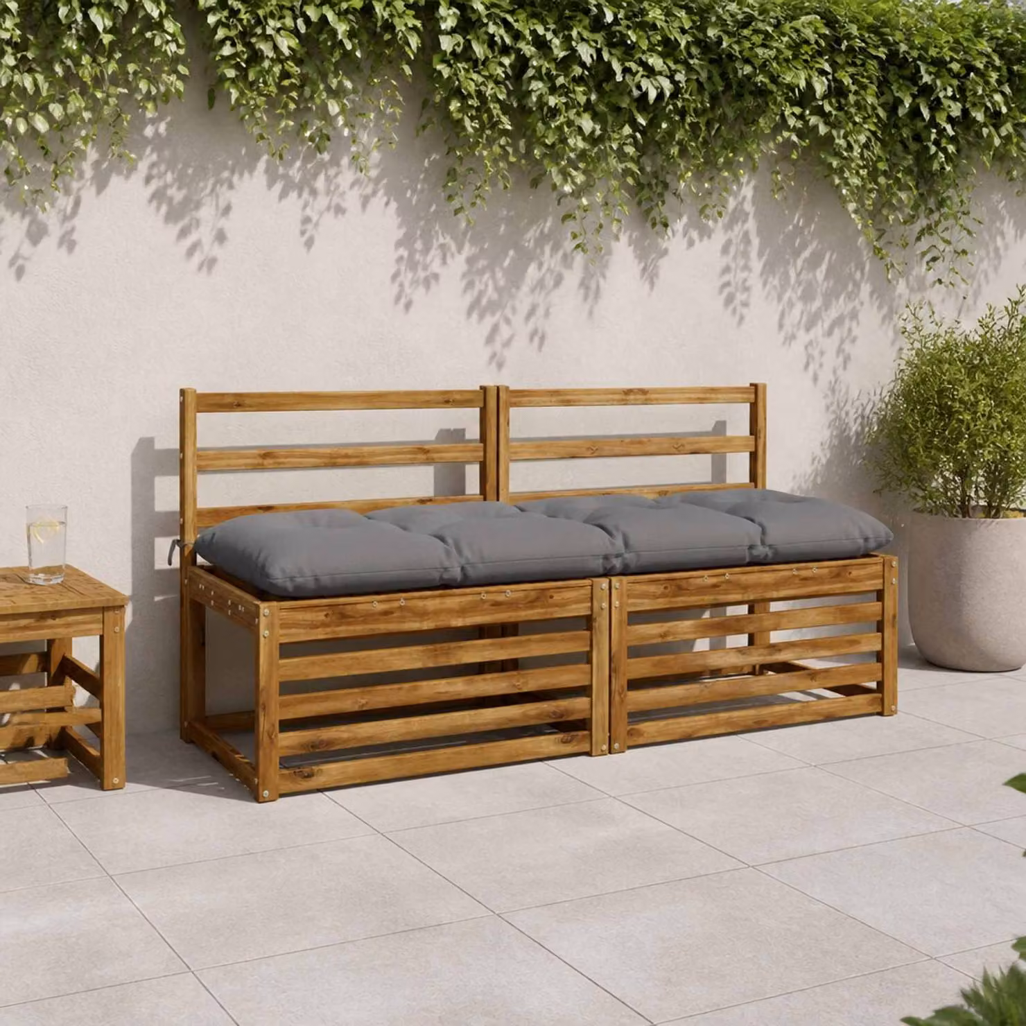 vidaXL Cuscini per Panchina VIANEN 2 pz 100% Poliestere Grigio