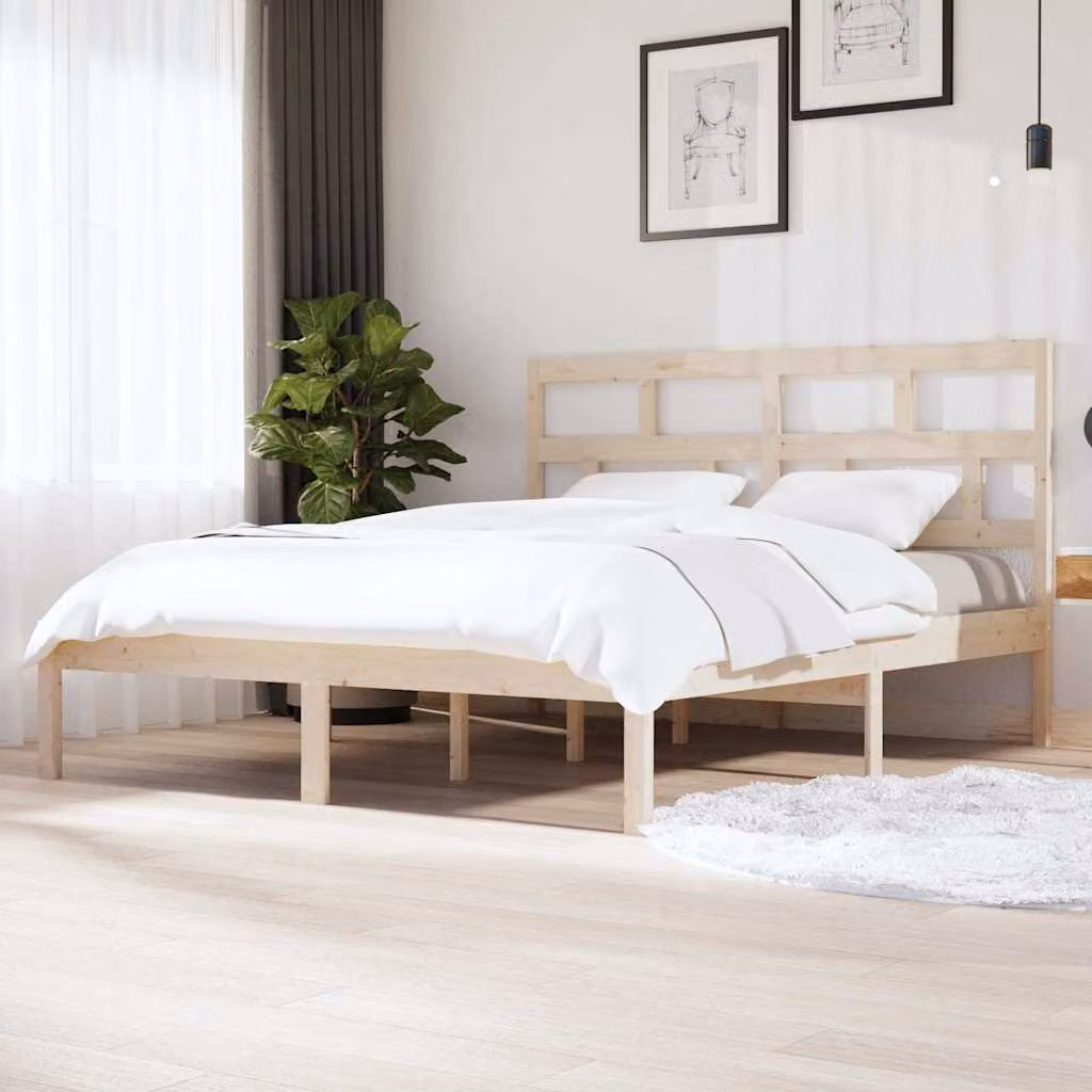 vidaXL Giroletto in Legno Massello di Pino con Doghe Fisse, L/P/H: 205.5 x 160 x 100 cm – 1
