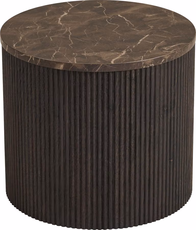 Tavolino Ida tavolino angolare Ø45cm marmo decor marrone.