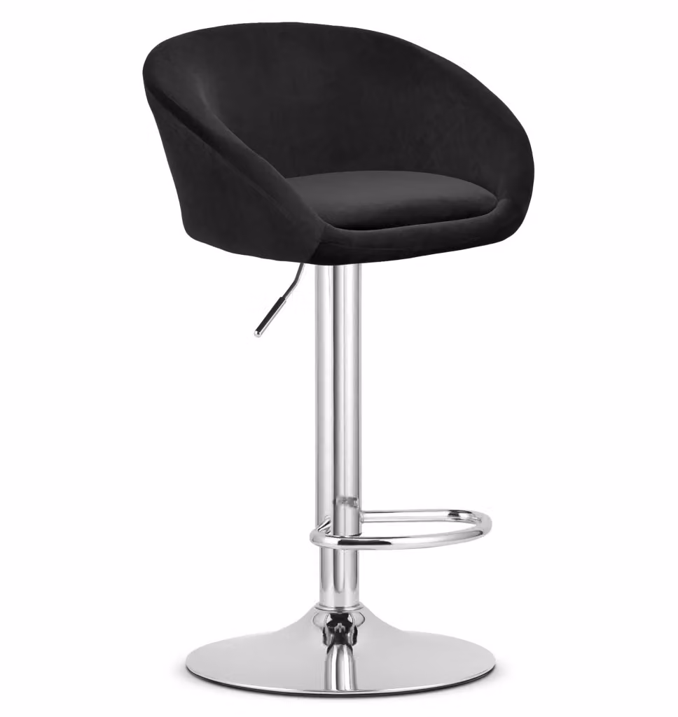 Set di 2 sgabelli in velluto Valora East neri con struttura in metallo per soggiorno e cucina – 2