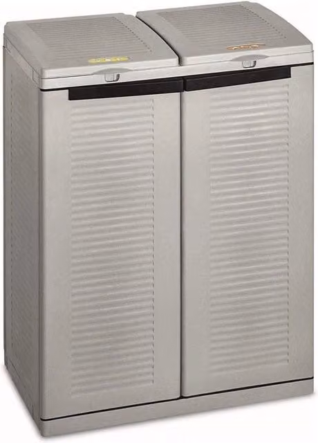 Opbergkast per esterno, 2 contenitori separati, materiale: plastica, dimensioni: 68 x 39 x 88,7 cm