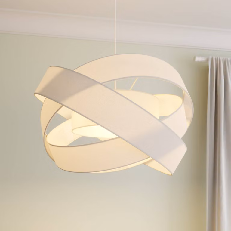 Lampada a sospensione Simaria Lindby, dimmerabile, Bianco / Opale, Soggiorno / Sala da pranzo, Tessuto / Stoffa / Seta, Moderno, Lampada a sospensione