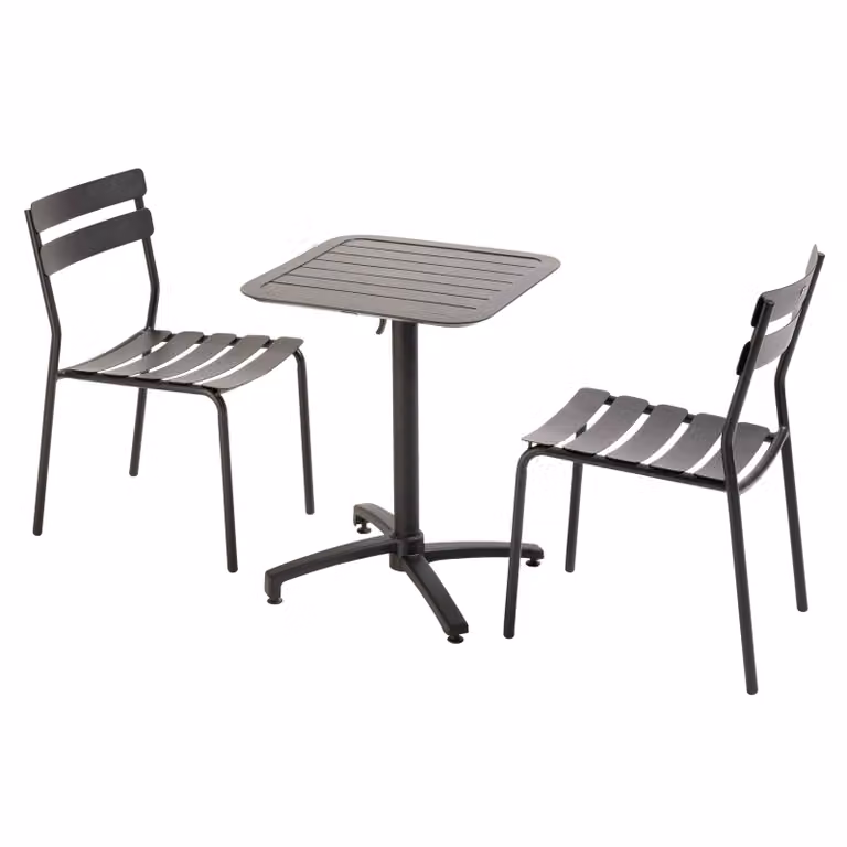 Tavolo reclinabile 60 x 60 cm e 2 sedie nero - Oviala Almada