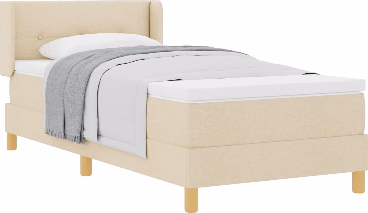 Letto boxspring con materasso color crema 190 x 90 cm poliestere