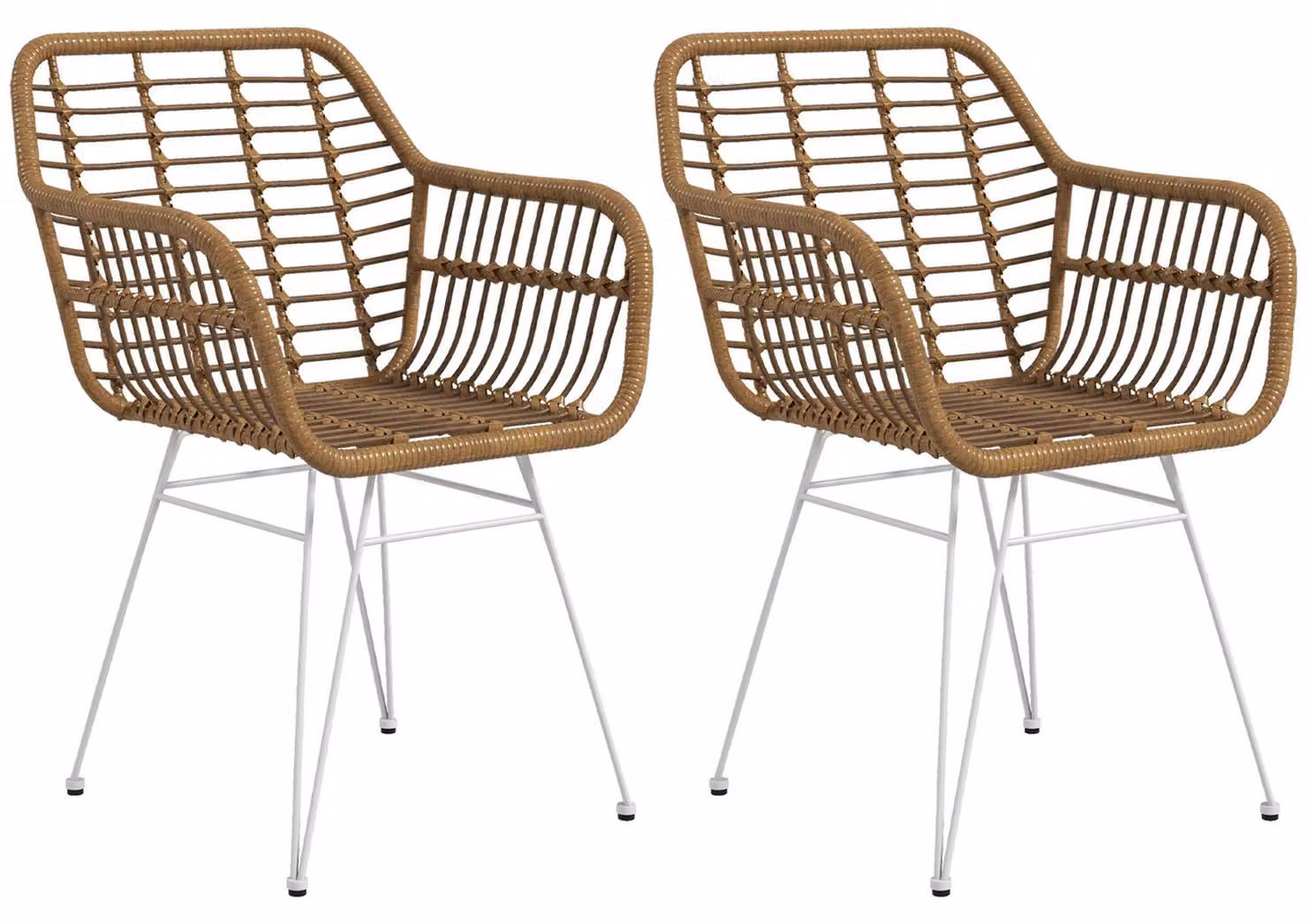 Sedia da pranzo - Sedia da cucina - Sedia - Sedia a conchiglia - Aspetto rattan - Set da 2 - Con schienale - Struttura in metallo