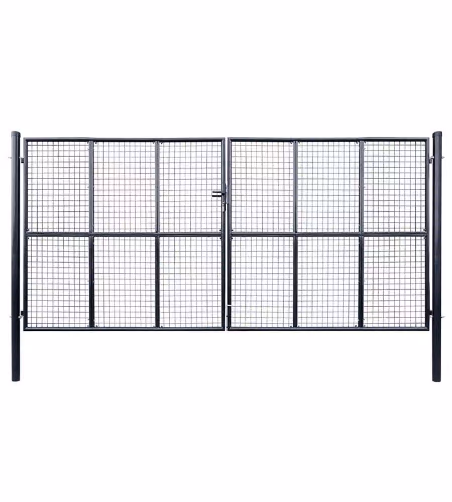 Cancello per Giardino in Acciaio Zincato Grigio 400x175 cm