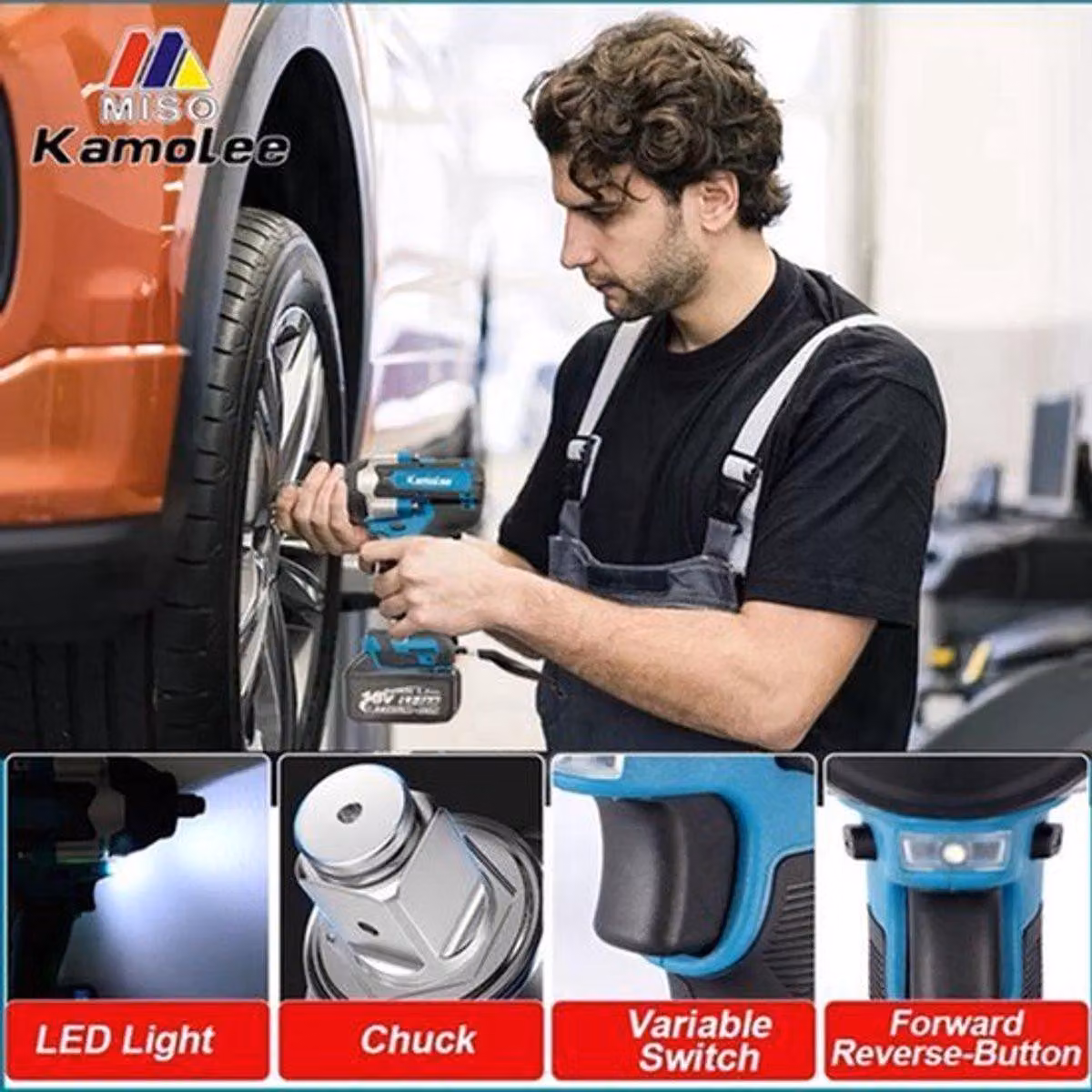 Avvitatore a percussione elettrico - Coppia di 1200 Nm - Motore brushless - Include 2 batterie - Per uso professionale