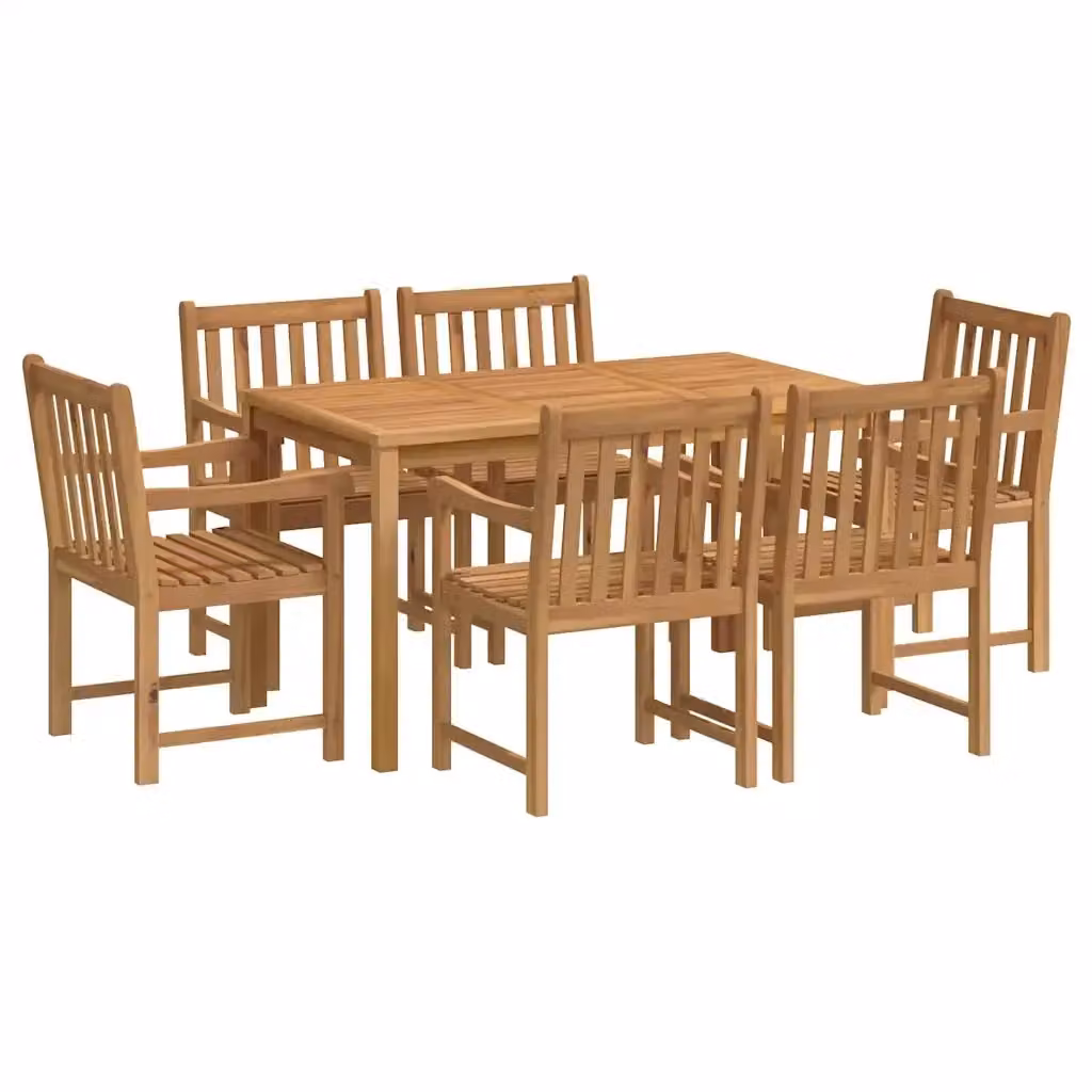 Set da pranzo da giardino vidaXL in legno di teak marrone, 7 pezzi, L: 140 cm, P: 80 cm – 2