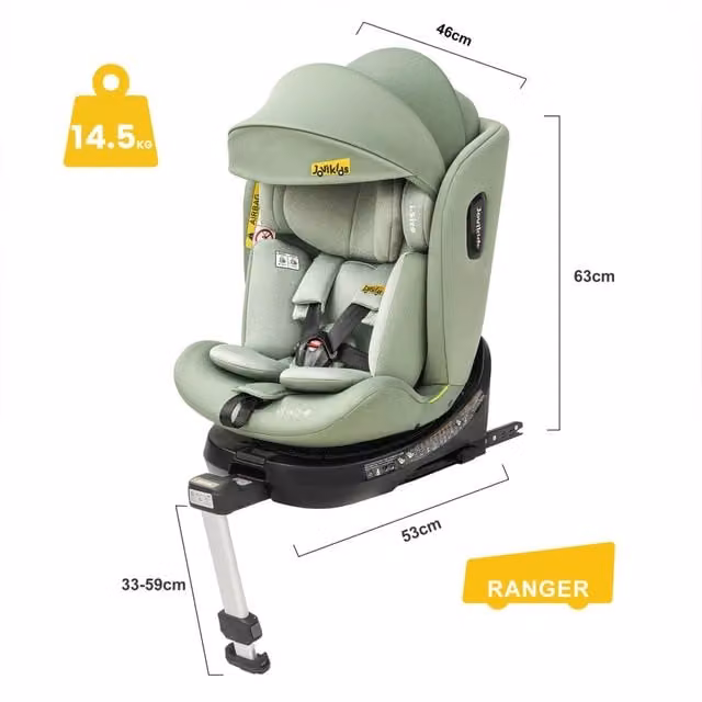 Seggiolino Auto Jovikids Girevole 360° con ISOFIX i-Size 40-150 cm Rosa Poggiatesta Regolabile e Tettuccio ECE R129