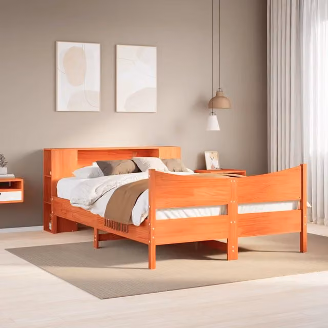 Giroletto senza Materasso Marrone Cera 150x200 cm Legno di Pino 3323298