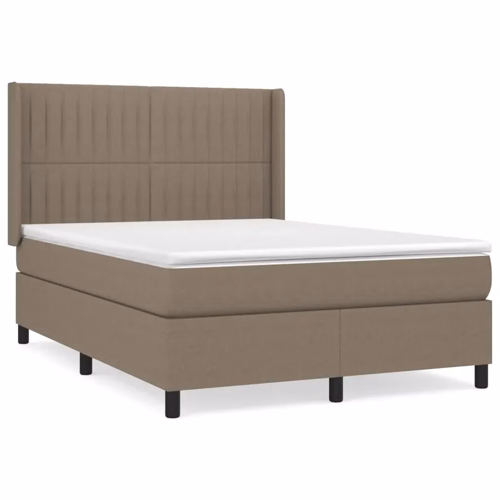 Letto Ibrido con Giroletto a Molle e Materasso vidaXL in Tessuto Beige e Bianco L/P/H: 203 x 147 x 128 cm – 2