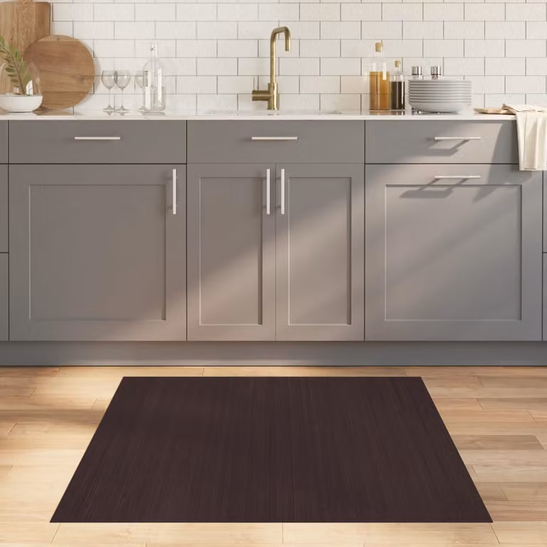 vidaXL Tappeto Quadrato Moderno in Bambù e Polipropilene Marrone Scuro L: 100 cm x L: 100 cm