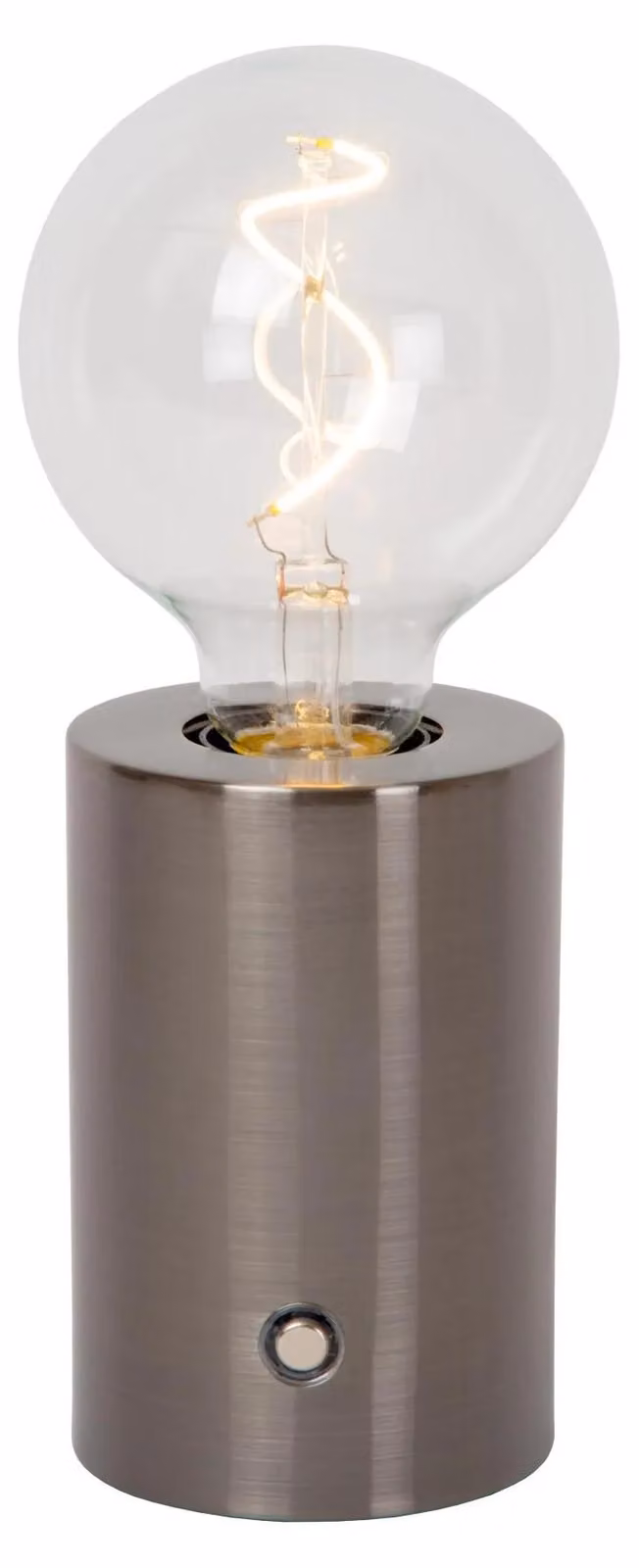 Lucide VIVO - Lampada da tavolo ricaricabile - Batteria - Diametro 8 cm - LED dimmerabile - Attacco E27 - 1x1W 2700K - Finitura: grigio gunmetal satinato